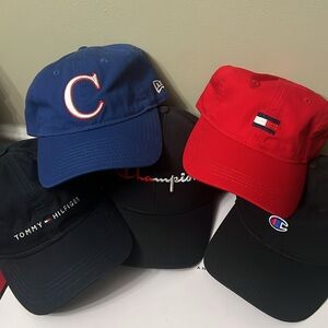 New Era / Tommy Hilfiger / Champion Adjustable Strapback Dad Hat Cap Lot of 5
